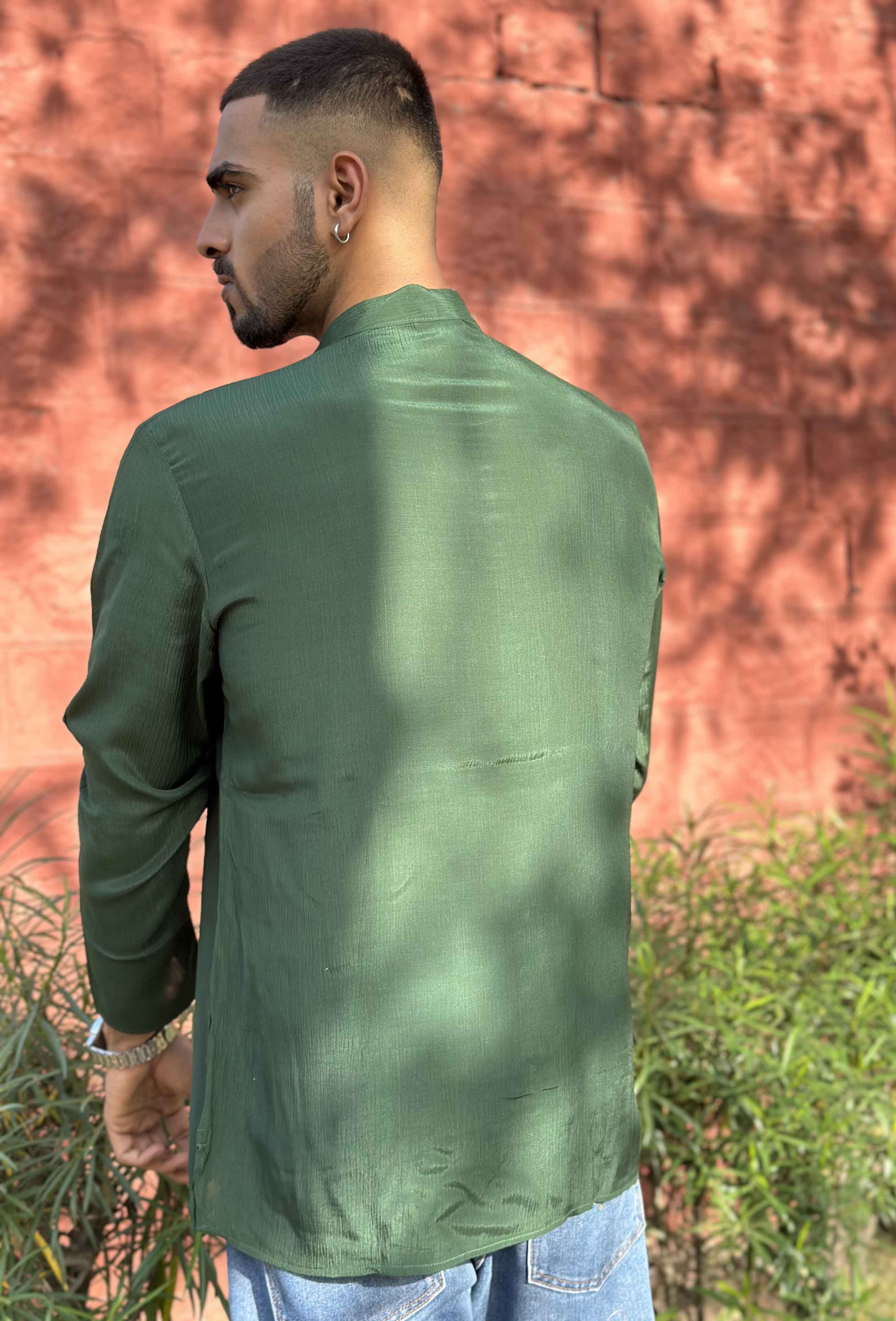 Bottle Green  Short Kurta